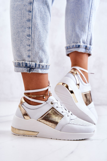 Moteriški odiniai sportiniai batai ant pleišto White Larson