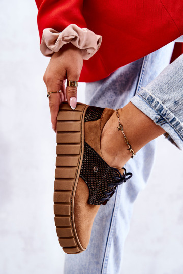 Zomšiniai batai ant platformos Brown Hypnosis