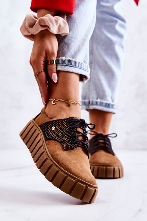 Zomšiniai batai ant platformos Brown Hypnosis