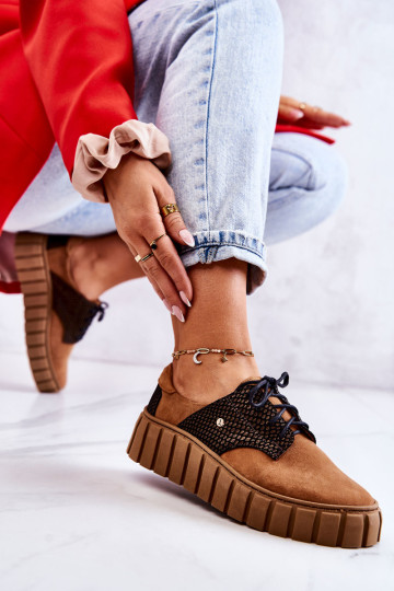 Zomšiniai batai ant platformos Brown Hypnosis