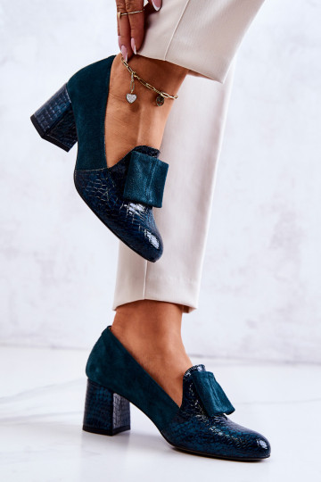 Zomšiniai gyvatės odos aukštakulniai Green Diana