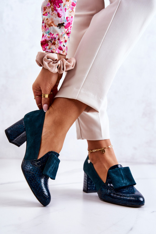 Zomšiniai gyvatės odos aukštakulniai Green Diana