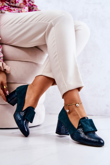 Zomšiniai gyvatės odos aukštakulniai Green Diana