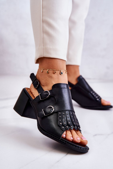 Odiniai sandalai su smeigtukais La.Fi Black Casilla 2