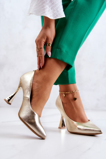 Madingi odiniai „Lewski“ batai 3181 aukso spalvos