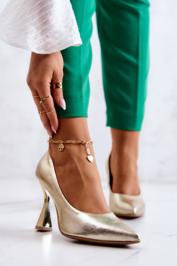 Madingi odiniai „Lewski“ batai 3181 aukso spalvos 2