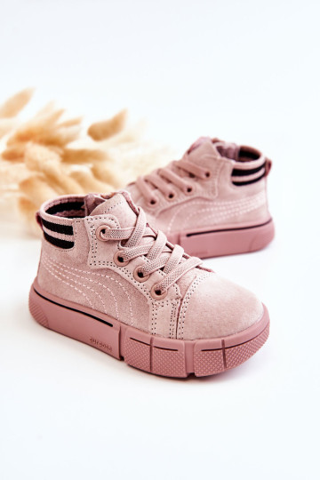 Vaikiški aukštakulniai sportbačiai su užtrauktuku Pink Boone