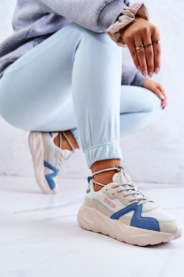 Moteriški sportbačiai Memory Foam Big Star JJ274600 Beige-Blue 2
