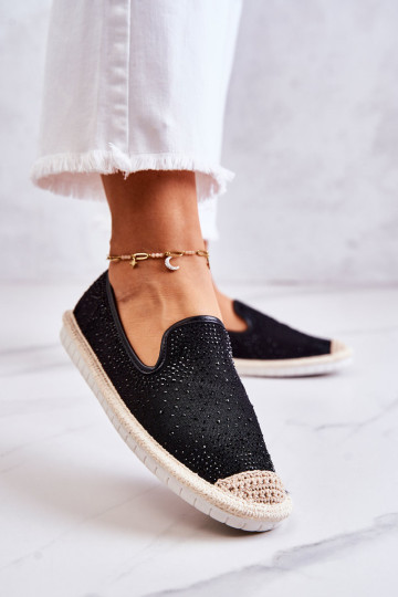 Moteriški audiniai espadrilės su kubiniais cirkonio oksidais