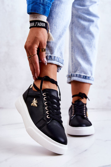 Odiniai sportiniai batai su dekoracija Black Calerie