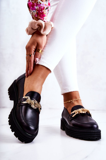 Moteriški Brogues Batai Odiniai auksiniai papuošimai Laura Messi 2383 juodi 2
