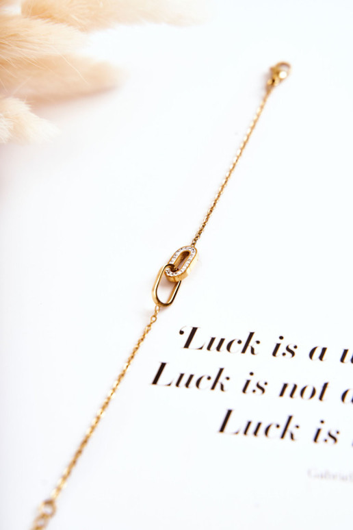 Moterų įžymybių apyrankė su ovaliais ornamentais auksinė