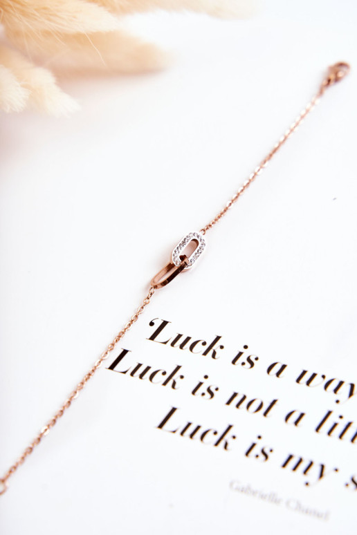 Moterų įžymybių apyrankė su ovaliais ornamentais rožinio aukso spalvos