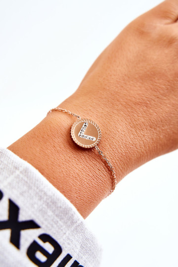 Moterų įžymybių apyrankė su ornamentu ir kubiniu cirkonio rožiniu auksu