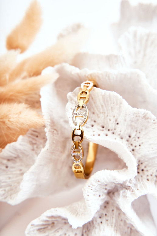 Elegantiška plieno apyrankė su kubiniu cirkonio auksu