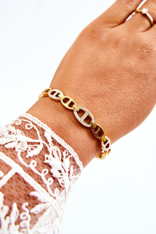 Elegantiška plieno apyrankė su kubiniu cirkonio auksu