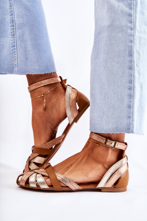 Moteriški odiniai sandalai Maciejka 01924-32 aukso rudos spalvos