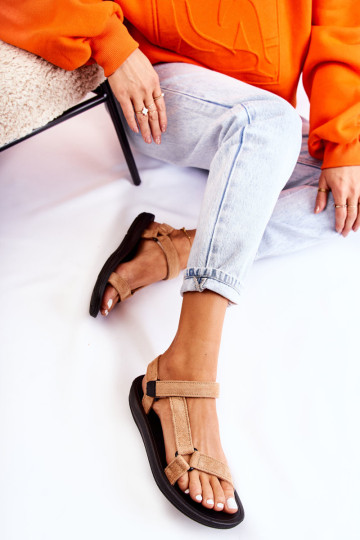 Moteriški zomšiniai sportiniai sandalai Tamsiai smėlio spalvos Harris