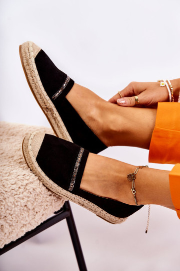 Klasikinės moteriškos „Slip-On“ espadrilės juodos „Cersei“.