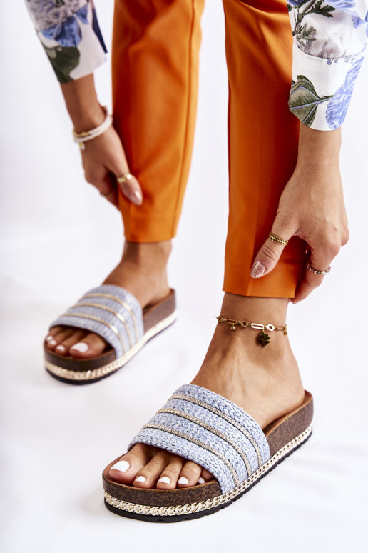 Moteriškos klasikinės šlepetės su grandine Blue Maddy