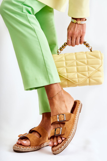 Klasikinės zomšinės moteriškos šlepetės Camel Casilda 2