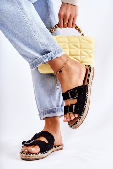 Klasikinės zomšinės moteriškos šlepetės Black Casilda 2