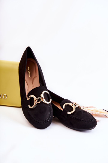 Moteriški zomšiniai batukai su dekoracija juoda tikrovė