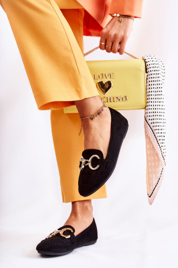 Moteriški zomšiniai batukai su dekoracija juoda tikrovė 2