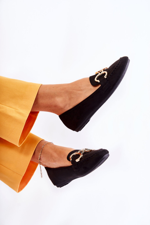 Moteriški zomšiniai batukai su dekoracija juoda tikrovė