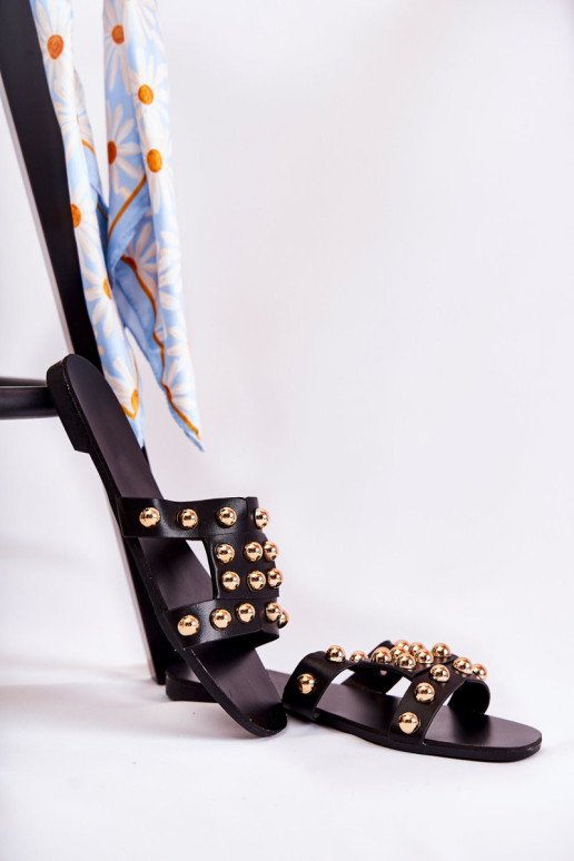 Moteriškos klasikinės šlepetės su ornamentais Black Scotlyn