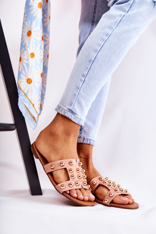 Moteriškos klasikinės šlepetės su ornamentais Pink Scotlyn