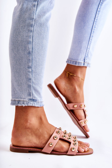 Moteriškos klasikinės šlepetės su ornamentais Pink Scotlyn