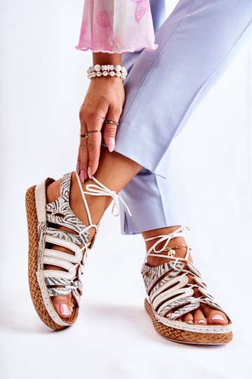 Madingi moteriški odiniai sandalai Maciejka 05552-04 smėlio ir juodos spalvos 2