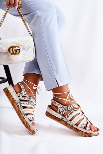 Madingi moteriški odiniai sandalai Maciejka 05552-04 smėlio ir juodos spalvos