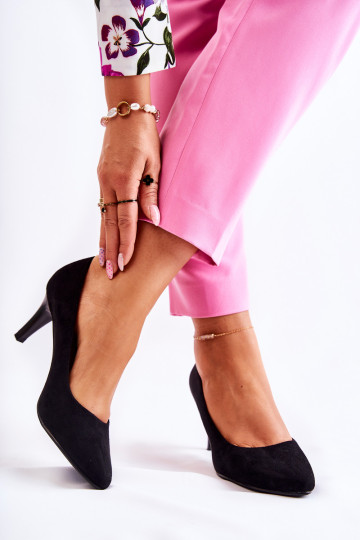 Moteriški klasikiniai zomšiniai aukštakulniai