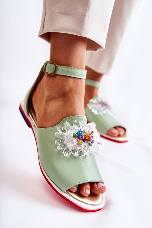 Moteriški odiniai sandalai su puošmena Green Nevassa