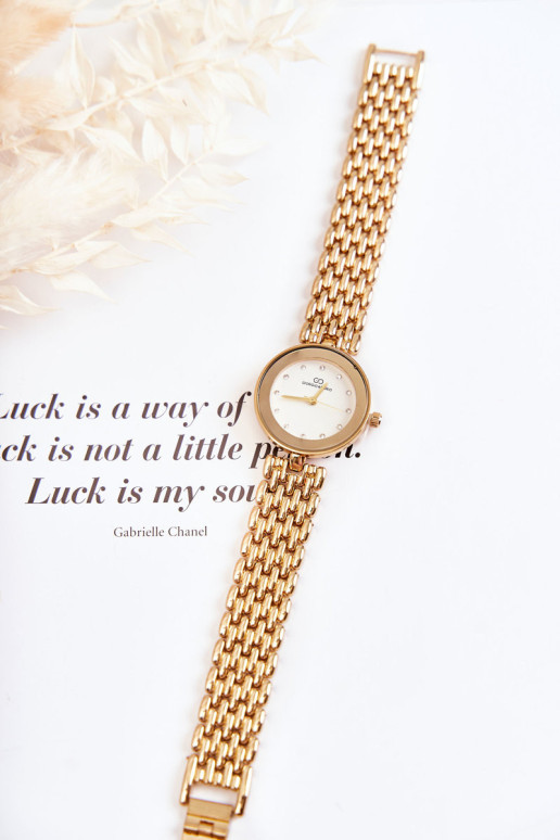 Moteriškas „Giorgio & Dario“ laikrodis su kubiniu cirkoniu ant aukso ciferblato