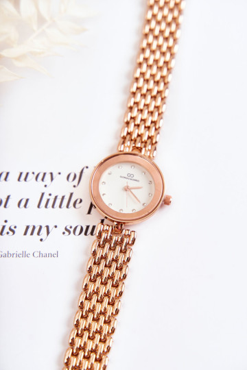 Moteriškas „Giorgio & Dario“ laikrodis su kubiniu cirkoniu ant rožinio aukso spalvos ciferblato 2