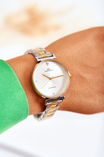 Moteriškas vandeniui atsparus plieninis laikrodis Giorgio & Dario auksinis sidabras
