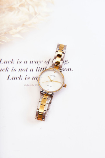 Moteriškas vandeniui atsparus plieninis laikrodis Giorgio & Dario auksinis sidabras 2