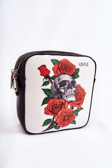 Odinis žinučių krepšys W raštas GOE ZNJ012 juodai baltas 2