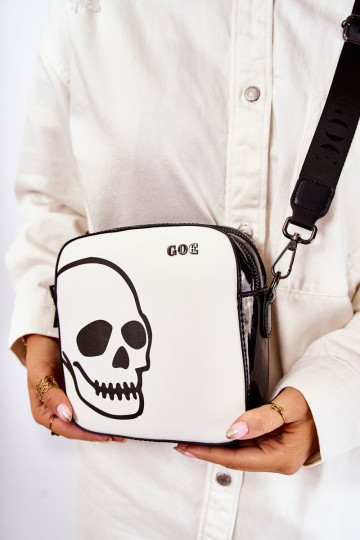 Odinis žinučių krepšys W raštas GOE ZNJ013 juodai baltas 2