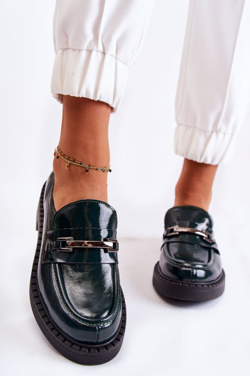 Lakuoti batai su sidabro ornamentu Green Hestill 2