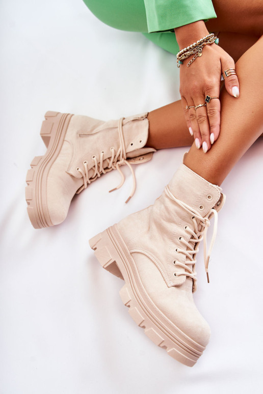 Zomšiniai batai su užtrauktuku Beige Marley