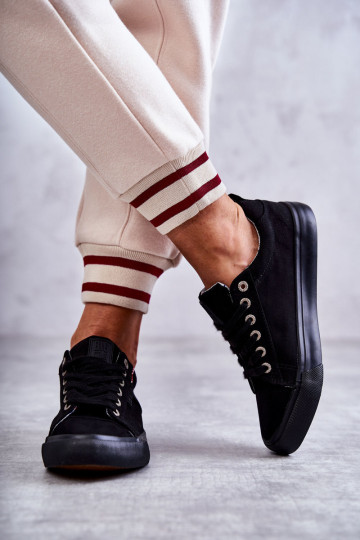 Moteriški žemos medžiagos sportbačiai Big Star KK274004 juodi 2