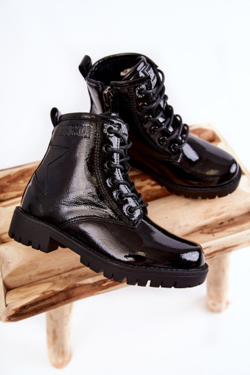 Vaikiški lakuoti šilti batai Big Star II374045 juodi 2