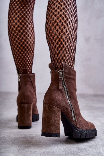 Madingi zomšiniai aukštakulniai batai Laura Messi 2509 Brown