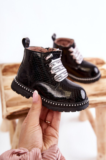 Vaikiški šilti odiniai batai Black Dottie