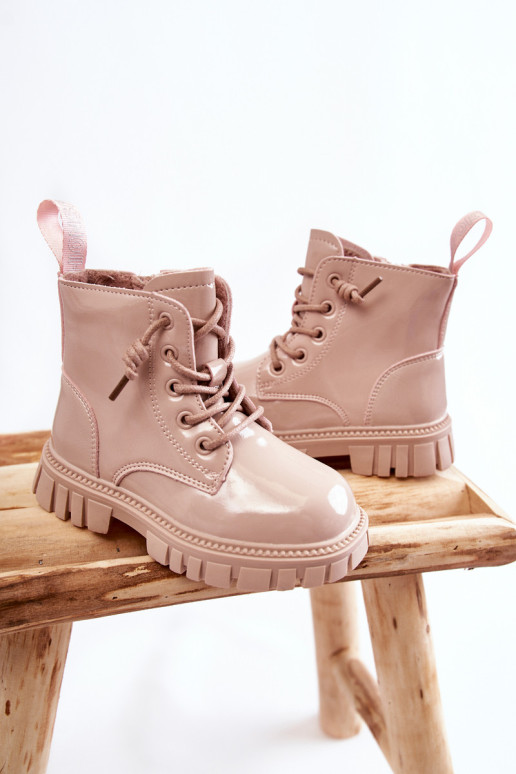 Lakuoti šilti batai Šviesiai smėlio spalvos Heidi