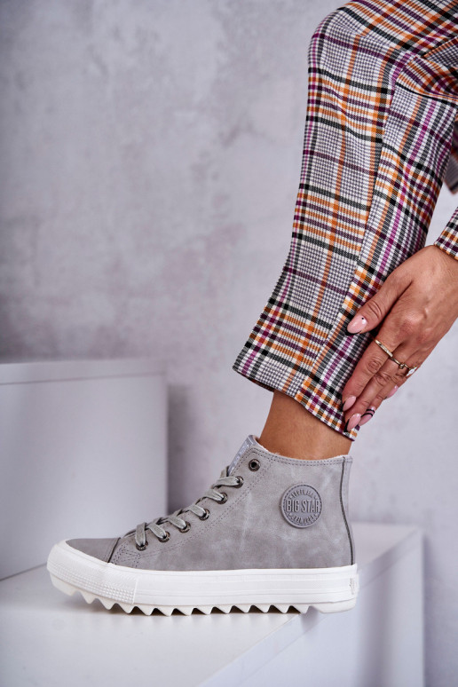 Moteriški sportbačiai Big Star Aukštos Šiltos Pilkos spalvos EE274114